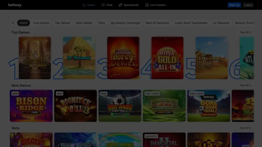 Betway Casino Review 2026 official casino website screenshot