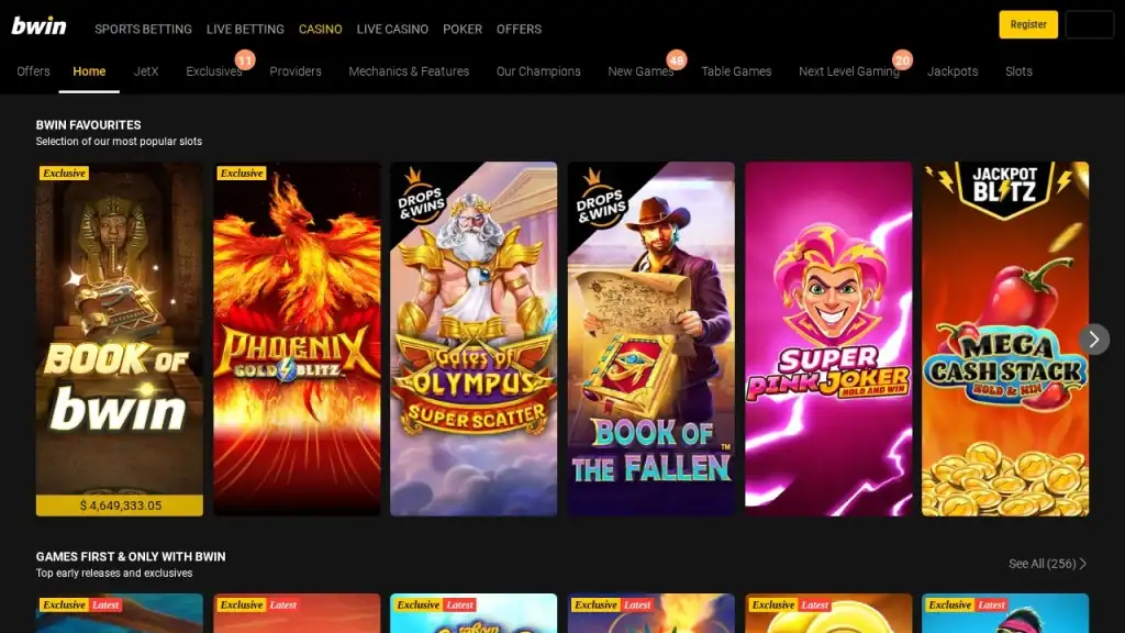 Bwin Casino Review 2026 official casino website screenshot